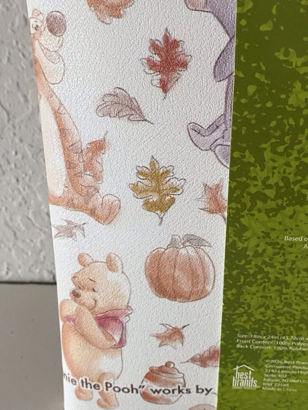 Disney Winnie The Pooh QUICK DRYING RUBBER Kitchen Dish Mat 18 X 24” Autumn Fall